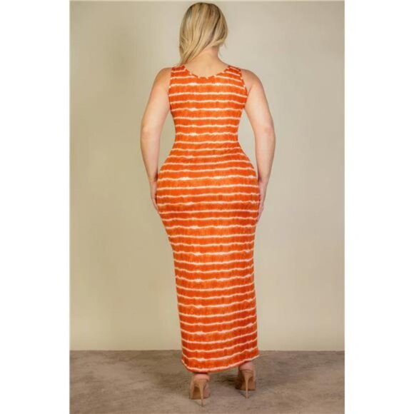 Mango- Plus Size Tie Dye Printed Tank Bodycon Maxi Dress For Women - Picture 2 of 5